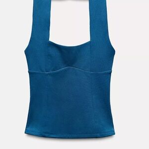 STRETCH PLEATED HALTER TOP